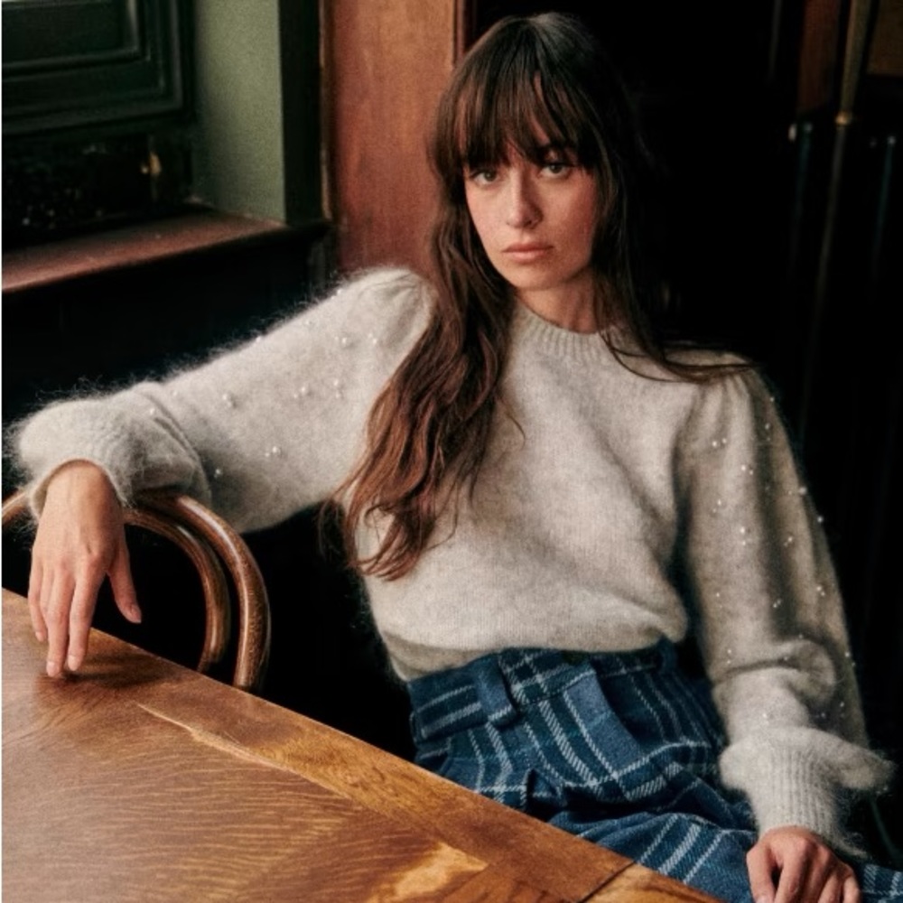 Sezane PERLE JUMPER in Mottled Grey Size Small